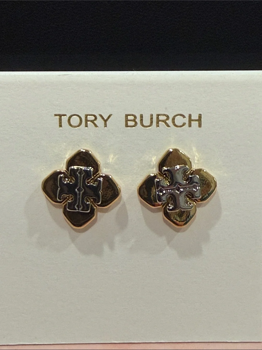Tory Burch | Gold Plated and Silver Icon Stud Earrings | Small